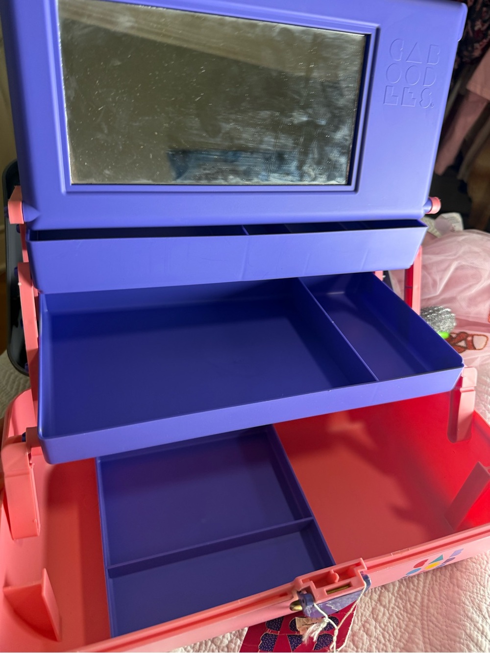 Vintage 80s 90s Caboodles 2630 Pink Gray Purple Makeup Case Kmart Tag - Picture 8 of 9
